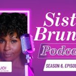 Purple banner for Sista Brunch, featuring a headshot of guest Khalilah Joh for Season 6, Episode 6